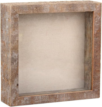 Rustic Shadow Box Picture Frame 8x8 Natural Wood Display Case for Photos, Memorabilia, Awards, and Medals - Barnwood