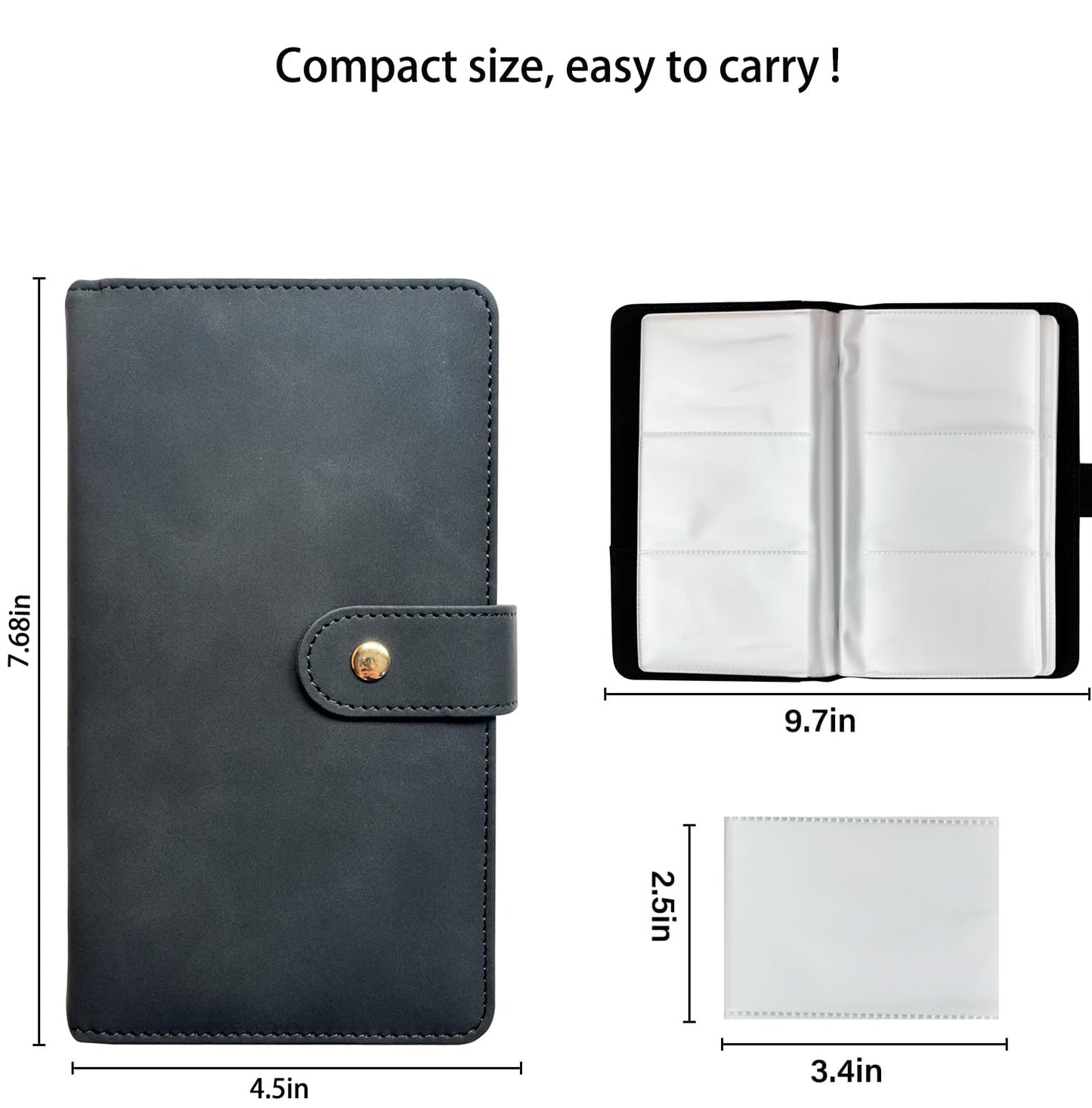 Leather Professional Business Card Holder Book Organizer, 240 Card Slots Capacity Booklet, Premium PU Name Cards Storage Folder with Soft Cover, Credit Card Binder Holder for Men/Women (Light black)
