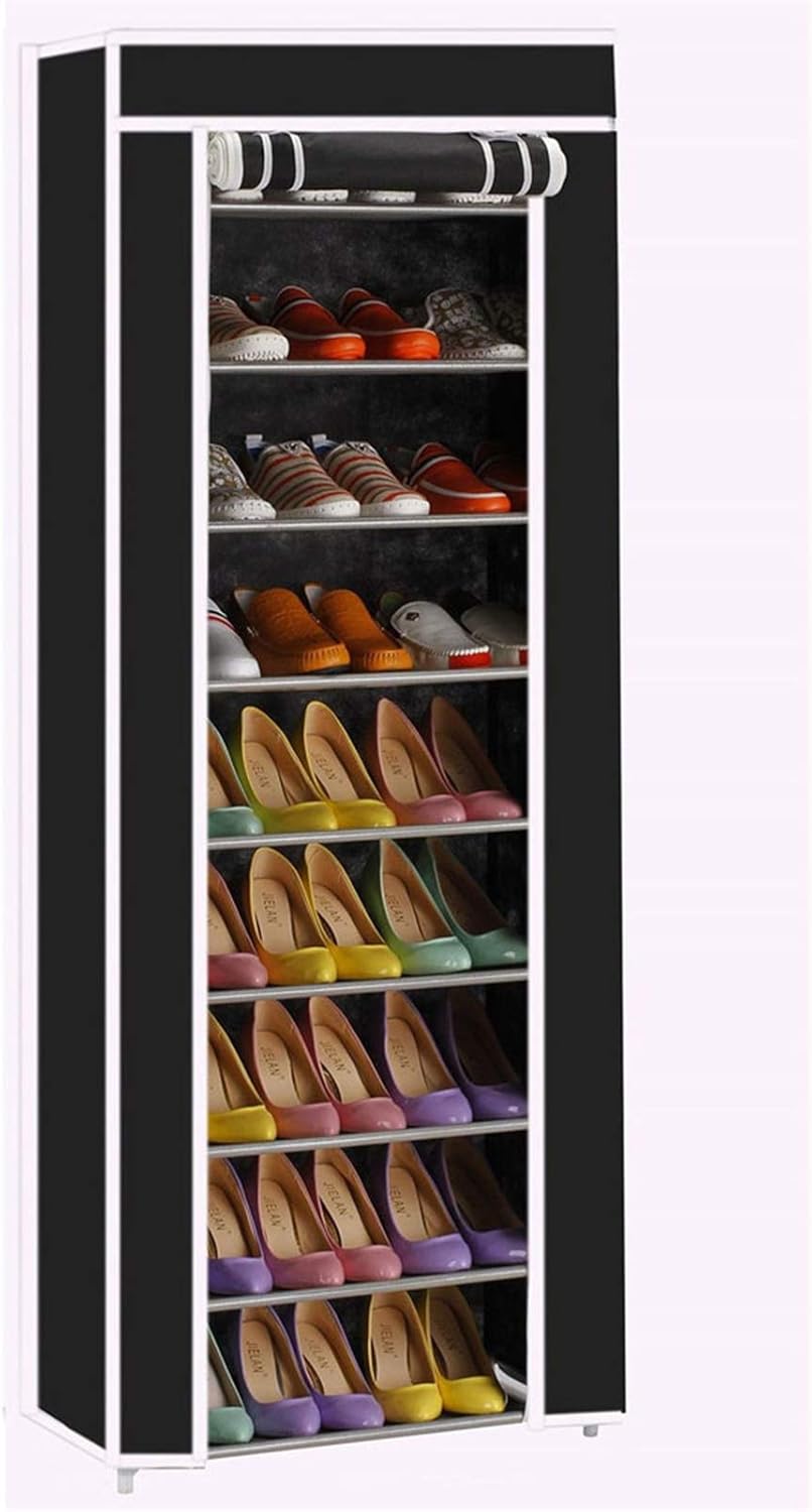 Generic 9 (22.83 11.4 63) 9 Tiers Shoe Rack Organizer, Free Standing Shoe Cabinet Storage Shelf Holder with Non-Woven