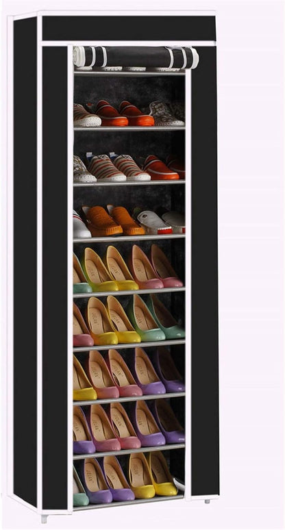 Generic 9 (22.83 11.4 63) 9 Tiers Shoe Rack Organizer, Free Standing Shoe Cabinet Storage Shelf Holder with Non-Woven