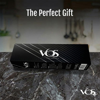 Vos Ceramic Knife Set in Elegant Gift Box, Ceramic Knives Set For Kitchen, Ultra Sharp Kitchen Knife Set with Covers, 4" 5" 6" Paring, Santoku & Chef Knife, Lightweight, Dishwasher safe (Black Handle)