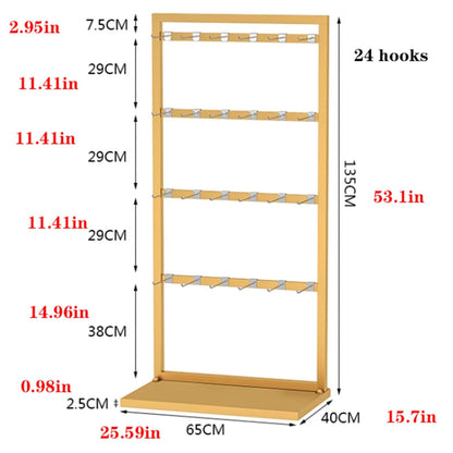 53in Underwear Display Stands, Metals, Freestanding Clothing Store Boutiques Retail Lingerie Garment Rack, Commercial Shelves, for Socks Bra Panties Scarves, 4 Layer(Black)
