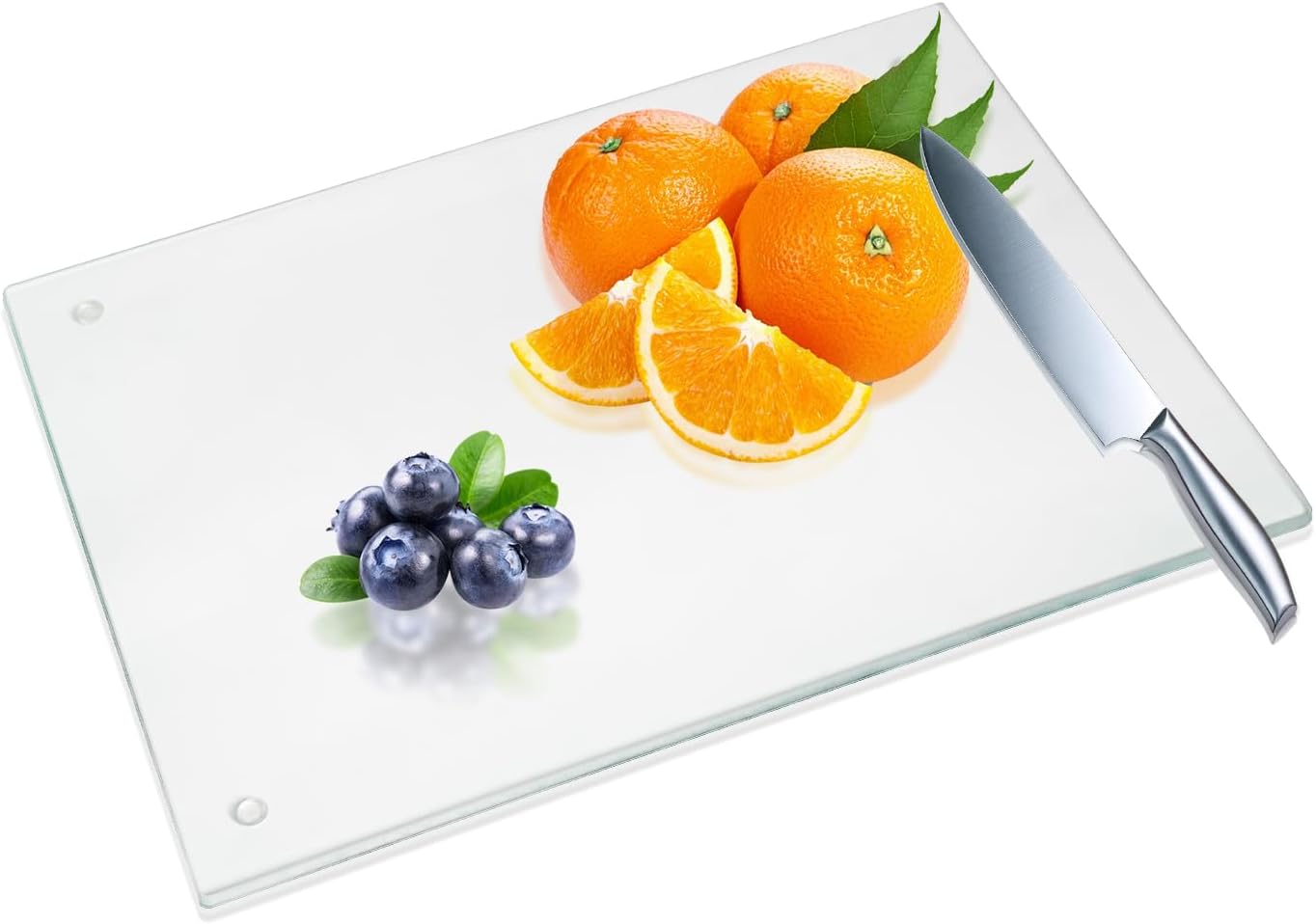 Transparent Glass Cutting Board for Kitchen Countertop, 16"x12", Rubber Non-Slip Feet, Dishwasher Safe