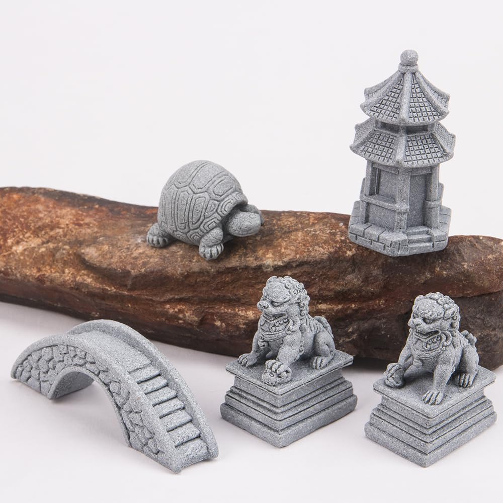 ZORZA 1Set Mini Chinese-Style Sandstone Figurines Enchanting Garden Bridge for Fairy Gardens Mini Zen Garden Decor Miniature Garden Accessories for Bonsai Terrariums Fish Tanks Decorations