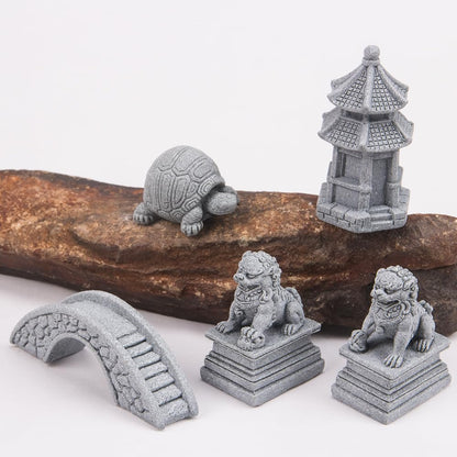 ZORZA 1Set Mini Chinese-Style Sandstone Figurines Enchanting Garden Bridge for Fairy Gardens Mini Zen Garden Decor Miniature Garden Accessories for Bonsai Terrariums Fish Tanks Decorations