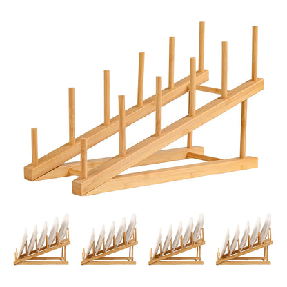 SRYESA 5 Pack Plate Stands For Display,Wooden Multi Plate Holder Cabinet Organizer, 5-Tier Craft Show Vendor Counter Display Rack For Tabletop Book, Art prints, and Platter