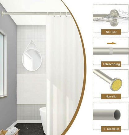 GXOACKJ Brushed Nickel Shower Curtain Rod - Adjustable 31-80 Inch Spring Tension, No Drill, Rust-Resistant