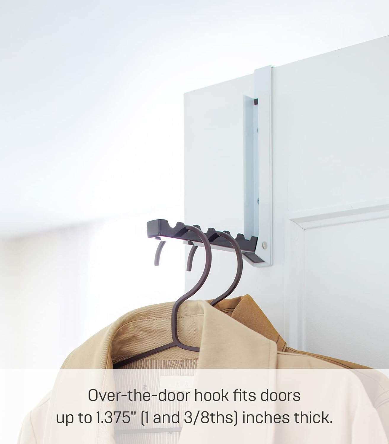 Yamazaki Over The Door Hooks, Alloy Steel, Folding Hanging Coat Rack, Black 7162