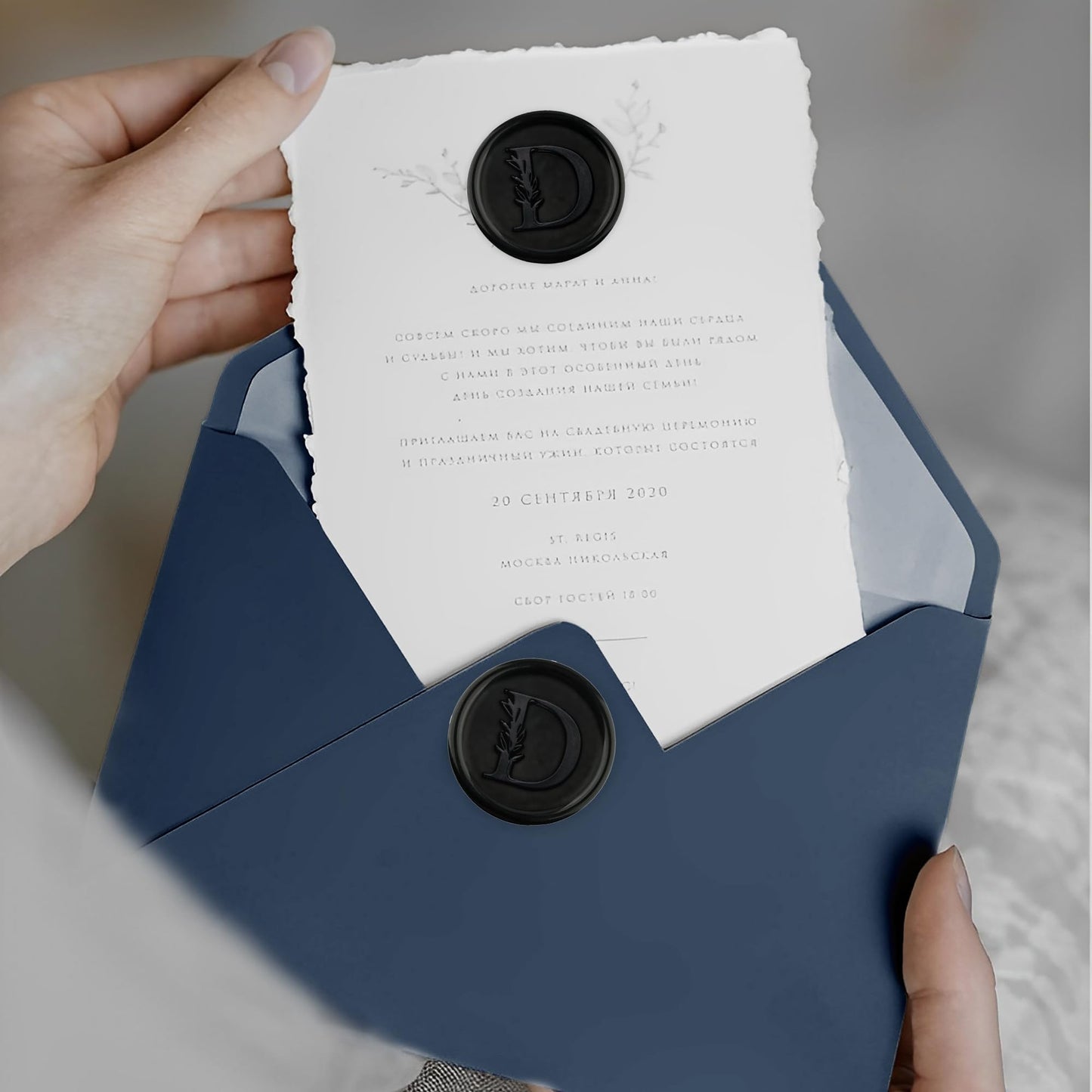 100Pcs Black Wax Seal Stickers Handmade Vintage Botanical Leaves Adhesive Letter Wax Stickers for Wedding Party Invitations, Envelope, Gift Wrap, Christmas(Initial J, Black)