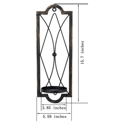 Gothic Candle Sconce Set of 2 -Gold Black Metal Wall Candle Holder-Rustic Home Deco,Dark Academia Decor