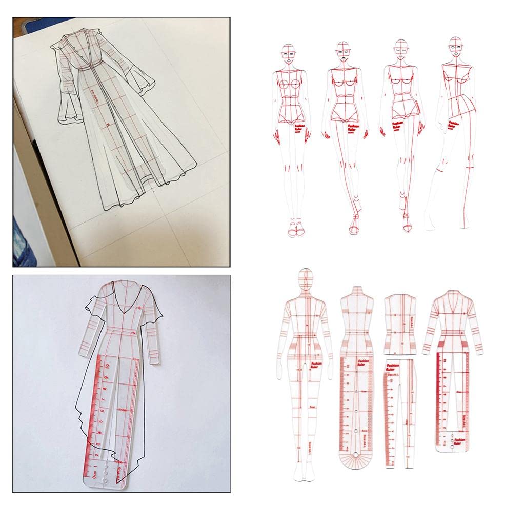 DYNWAVE 8 Pcs French Curve Template Ruler Set,Sewing Humanoid Patterns Design for Dressmaking, Tailoring, Fashion Designing