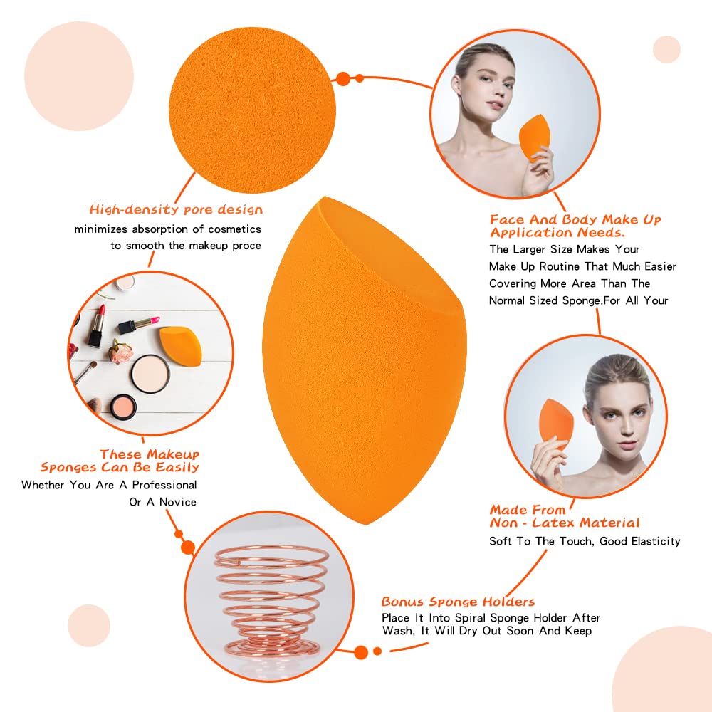EXTRA LARGE XL Make Up Beauty Sponges Blender,11cm big Makeup beauty sponge -Jumbo Beauty Blenders give 1 Sponge Holder,for Dry & Wet Use,for Face,Body,Blush Cream, Foundation