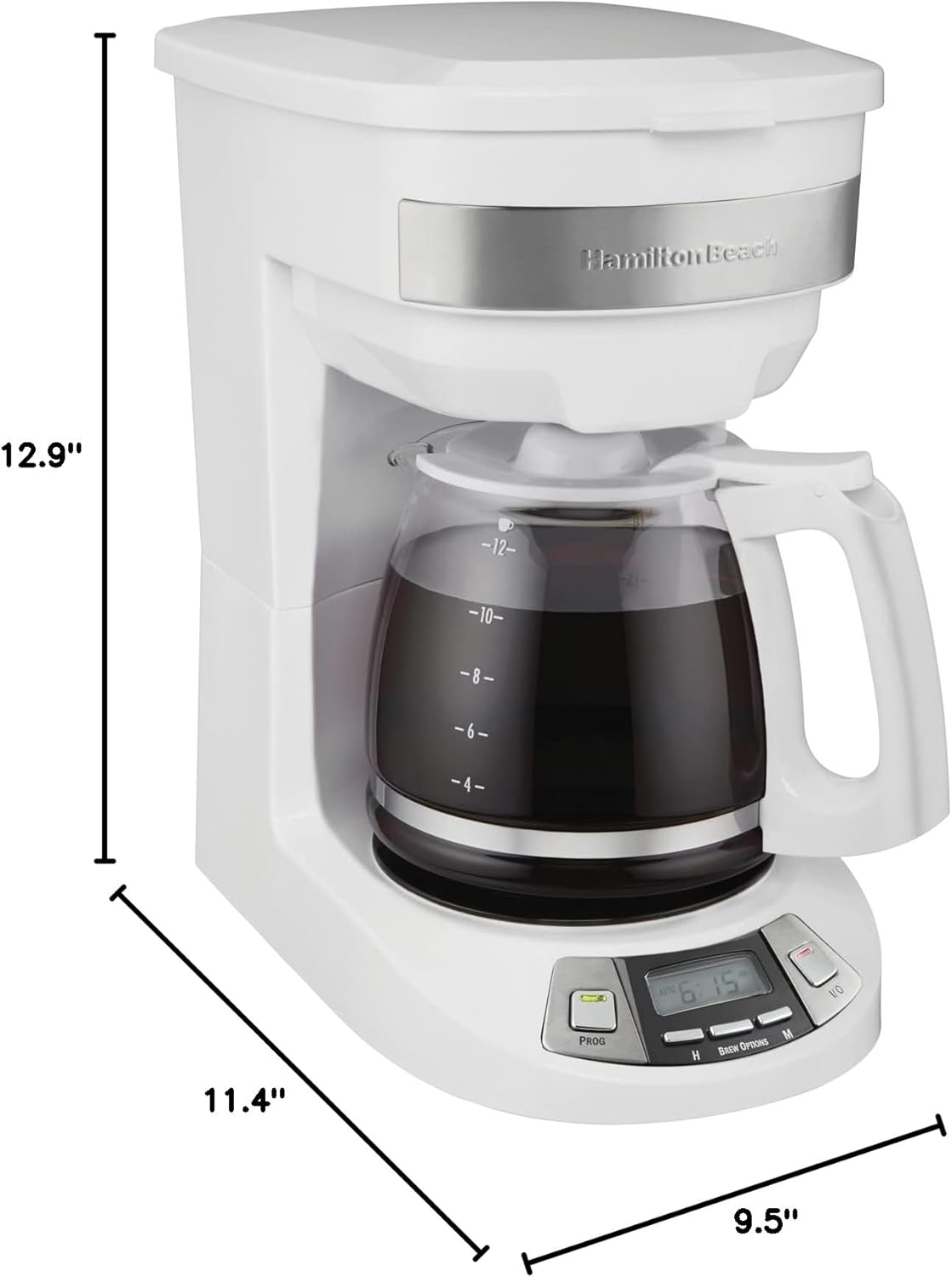 12 Programmable (46294J) Hamilton Beach Cup Drip Coffee Maker Machine, Regular & Bold Brew Options, Auto Pause