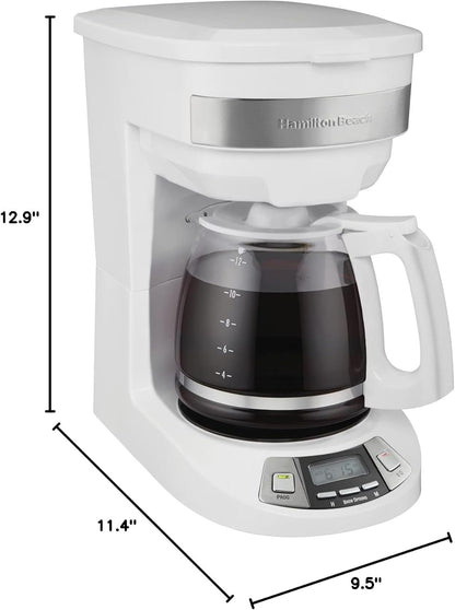 12 Programmable (46294J) Hamilton Beach Cup Drip Coffee Maker Machine, Regular & Bold Brew Options, Auto Pause