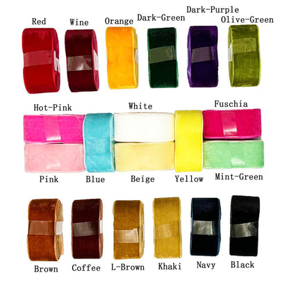 Cuncuny Velvet Ribbon Holiday Party Christmas Wedding Handmade DIY Craft Decor Box Wrapping Velvet Ribbon (Mixed Colors,1''(25mm))