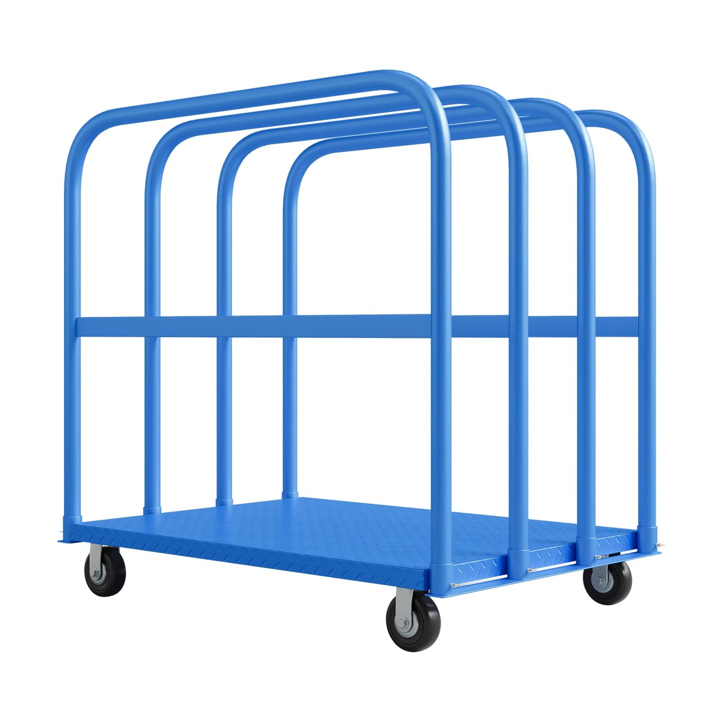 2000LBS Heavy Duty Folding Platform Truck - Q235 Steel Flatbed Hand Truck - 4 Swivel Wheels (2 Brakes) - Collapsible Push Cart Dolly for Warehouse, Workshop, Industrial Moving