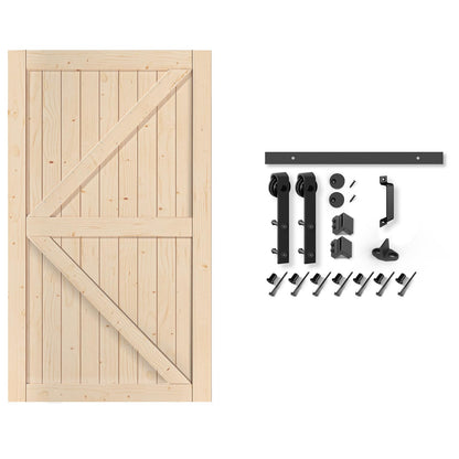 EaseLife 48in x 96in Sliding Barn Door with 8FT Barn Door Hardware Kit & Handle Included,DIY Assemblely,Easy Install,Apply to Interior Rooms & Storage Closet,K-Frame