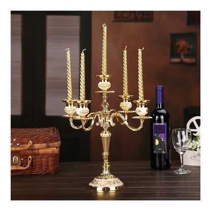 Candle Holder European Retro Five-Head Candle Holder Home Wedding Props Decorative Candlestick