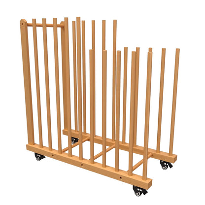 LEJITEKK Art Storage Rack,Wood Art Drying Storage Stand with Hand&Caster Wheels , Art Canvas Storage for Art Studios,Drawing Board,Printed Matter,Gallery,Artworks