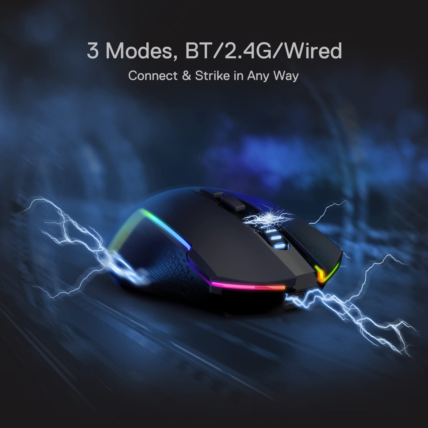 Redragon M693 Wireless Gaming Mouse, 8000 DPI Mice w/ 3-Mode Connection, BT & 2.4G Wireless, 7 Macro Buttons, Reliable Power Capacity for PC/Mac/Laptop
