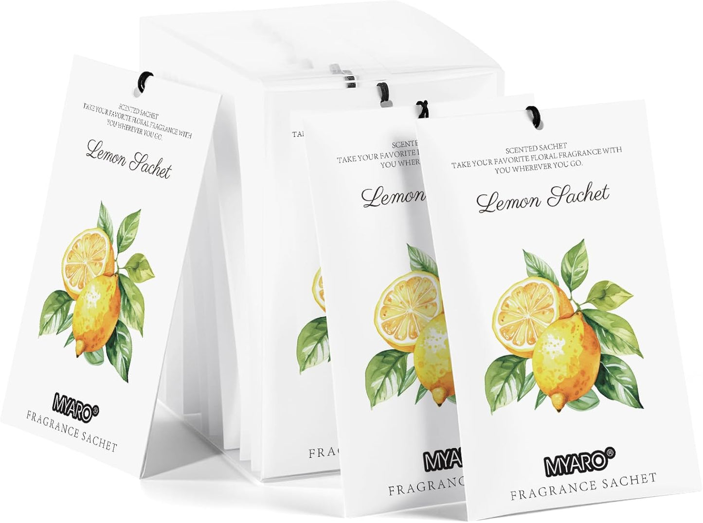 12 Packs Closet MYARO Lemon Scented Sachets for Drawer Bathroom Odor Eliminator - Fresh Home Fragrance Car Air Frehener