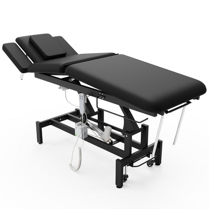 Dolonm 2 Motors Electric Massage Table, Hydraulic Electric Lift Adjustable Waist and Height Lifting Functions for Treatment, Physical Therapy, Spinal Massage, Facial Spa, Waxing, Tattooing - Black
