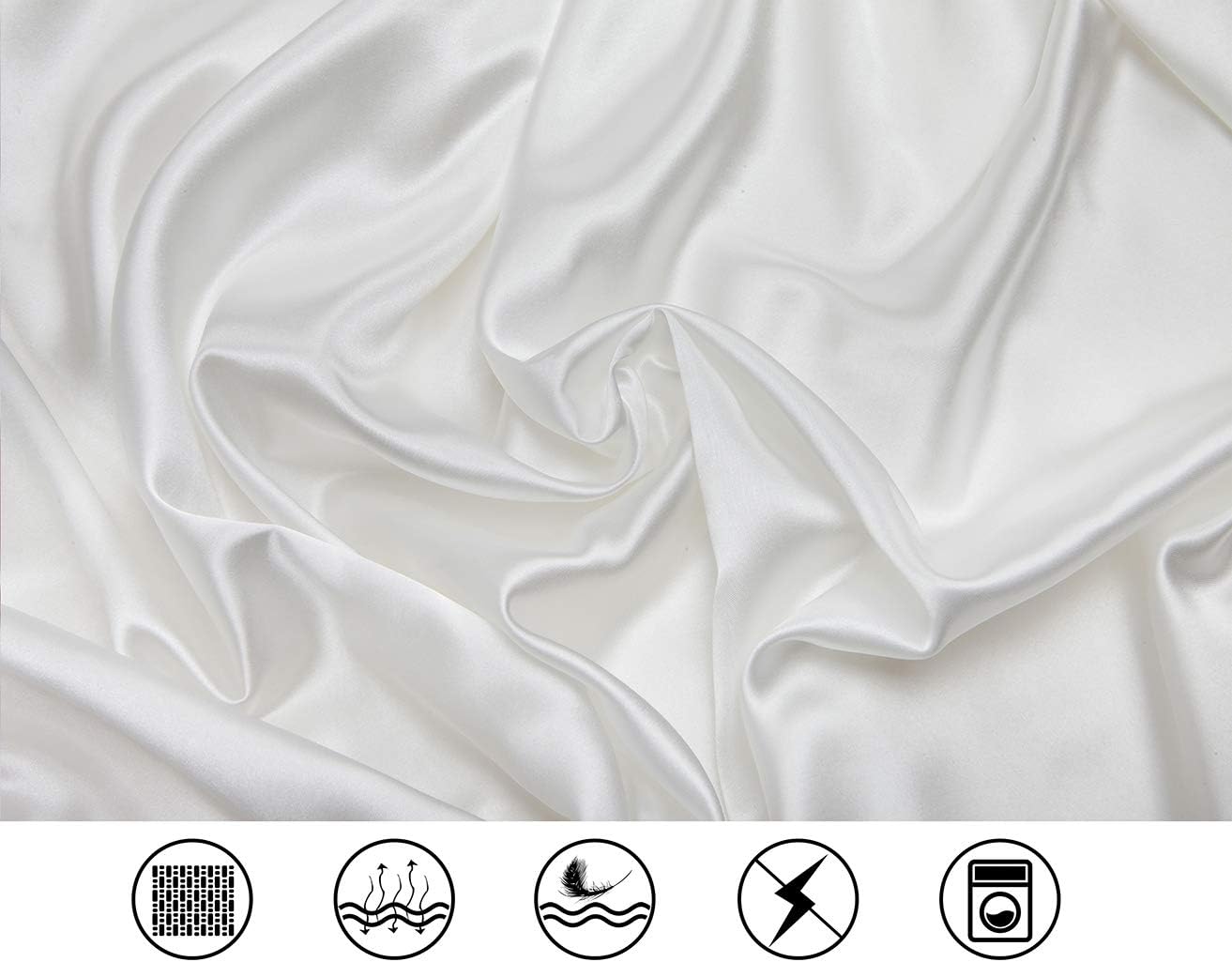 Lanest Satin-Silk Pillowcase Queen, White, Breathable, Super Soft, Cooling for Hair and Skin