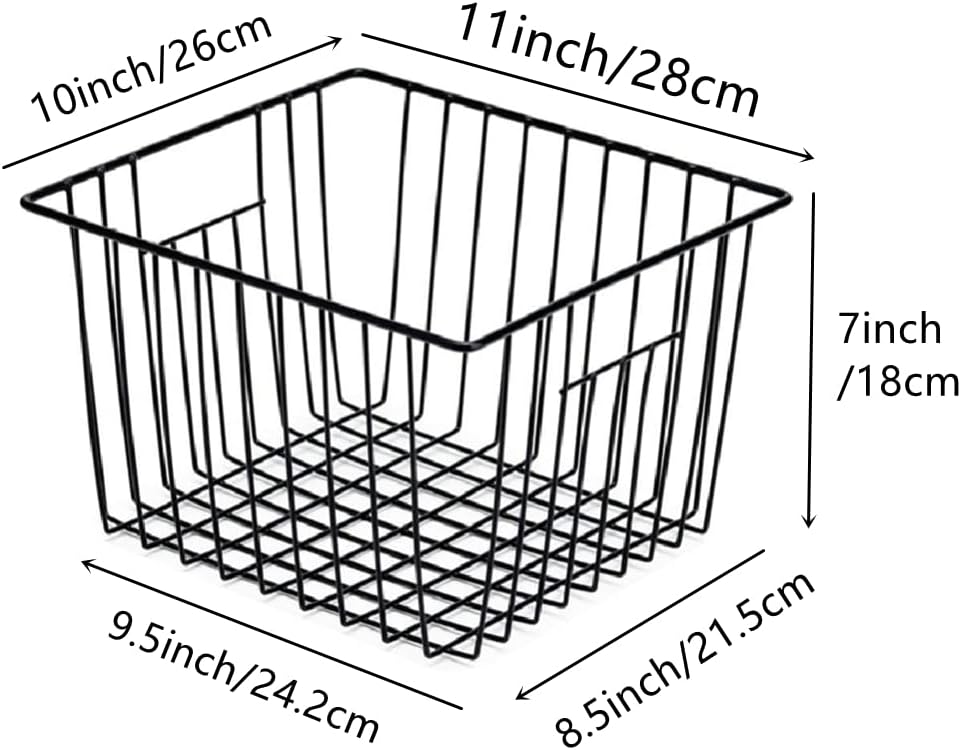 Slideep Wire Metal Basket Bin Storage Baskets for Kitchen Pantry Bathroom, Black 3 Packs