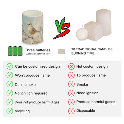 Cozeyat Bird Nature Flameless Candles 4 Pack LED Pillar Candles Battery Powered with Remote Timer Color Changing for Home Wedding Indoor Outdoor