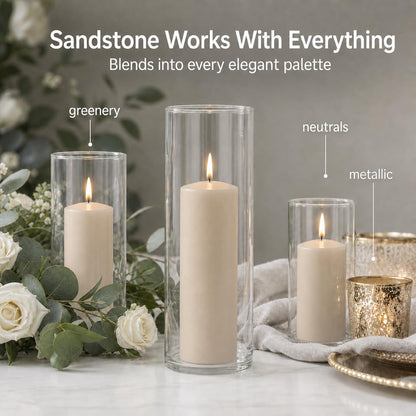 Yummi Set of 12 Slim Pillars and Cylinder Vases - Sandstone