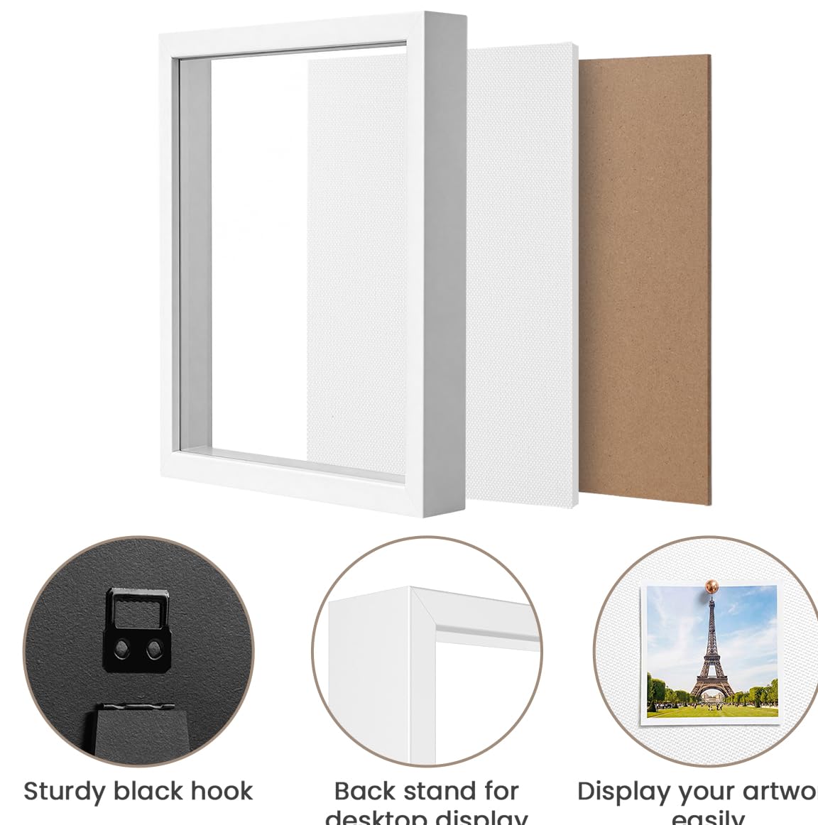 12x16 Large Shadow Box Frame | Soft Linen Back & Push Pins Included, Polystyrene Glass Memory Display Case for Flowers, Tickets & Cherished 3D Items, White