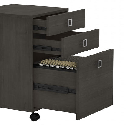 Bush Business Furniture Echo 3 Drawer Mobile File Cabinet in Charcoal Maple