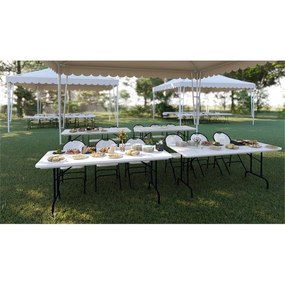 Pemberly Row Folding Chairs, Plastic Resin and Metal, Gray Granite and Black Finish, 34.75" H x 17" W x 20" D, Set of 4, Stain Resistant, Durable Nesting Design for Home, Office, or Event Seating