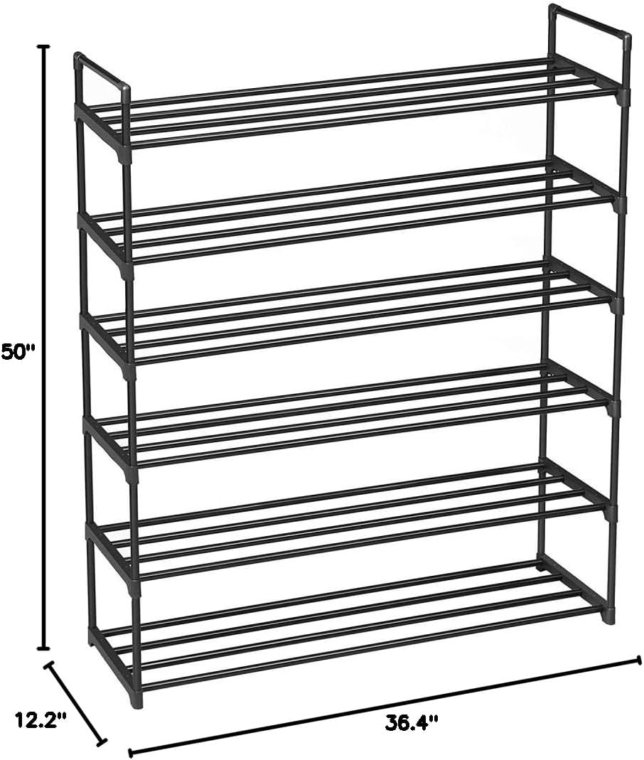 6-Tier Metal Shoe Rack, Stackable Shoe Tower, Shoe Storage Organizer Metal Cabinet Durable Multifunctional Shelf
