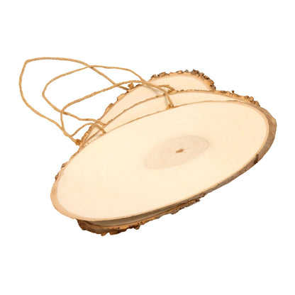 MUKCHAP 10 PCS Oval Wood Slices, 5.5 x 15 x 0.4 inch Unfinished Craft Wooden Slices Hanging Signs with Jute for DIY, Painting, Ornament
