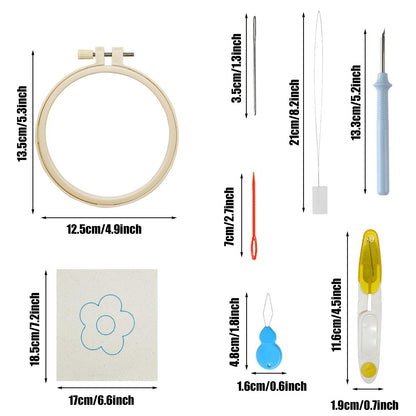Allazone 8 PCS Punch Needle Coasters Kit, Flower Embroidery Punch Needle Kits, Punch Embroidery Kit with Felt Yarns Hoop Tools for DIY Crafts