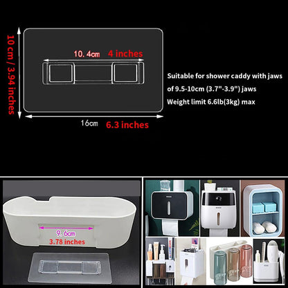 CARURLIFF 2 ShelvesSet 4 PCS Rectangular Shower Caddy Adhesive Replacement for Kitchen Bathroom Transparent