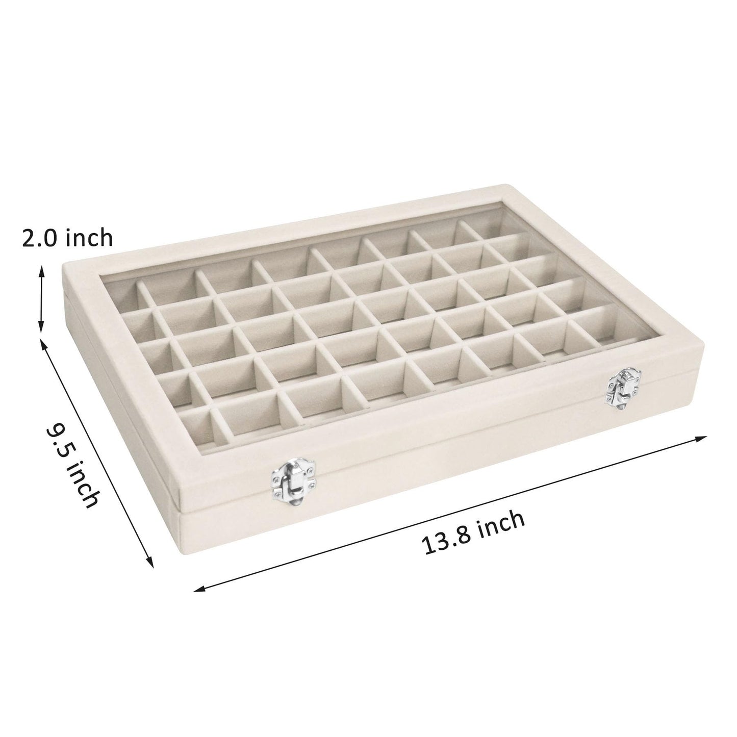 Vicoter Velvet Jewelry Tray 48 Compartments Jewelry Display Organizer with Transparent Cover Rings, Earrings, Necklaces, Pendants Storage Box for Girls, Wives, Mothers, Women