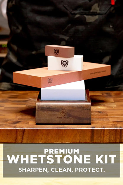 Dalstrong Whetstone Set #1000/#6000 — XL Corundum Sharpening Stones — For Restoring Dull Knives, Maintaining Any Kitchen Blade, Beginner to Pro — Non-Slip Base, Angle Guide, Customer Support
