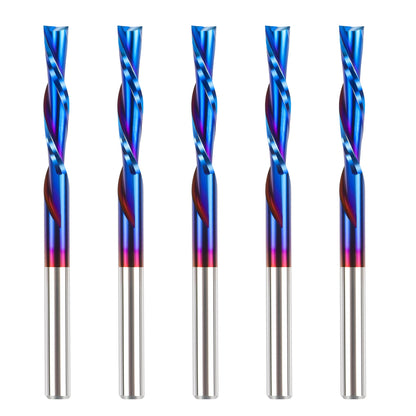 HQMaster Downcut Bit 1/8" Shank Down Cut Spiral CNC Router Bits End Mill Tungsten Carbide Milling Cutter Set 5 Pack (1/8" Cutting Diameter)