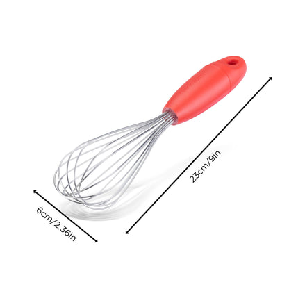 Dreamfarm Mini Flisk 3-in-1 Fold-Flat, Space-Saving Baking & Cooking Balloon Whisk, Sauce Whisk & Flat Deglazing Whisk, Stainless Steel - 9" Red