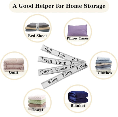 4 Pieces Grey Bed Sheet Organizer Bands, Storage Label Bands for Closet, Bedding Linen Labels (4Pcs Queen)