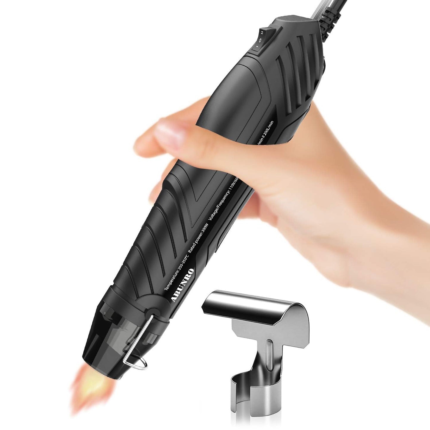 Heat Gun, Uptdae Version 110V 300W Mini Handheld Hot Air Gun with 6.6ft Cable, Portable Heat Gun For Crafting, Embossing, Shrink Wrapping PVC, Drying Paint, Clay, Rubber Stamp