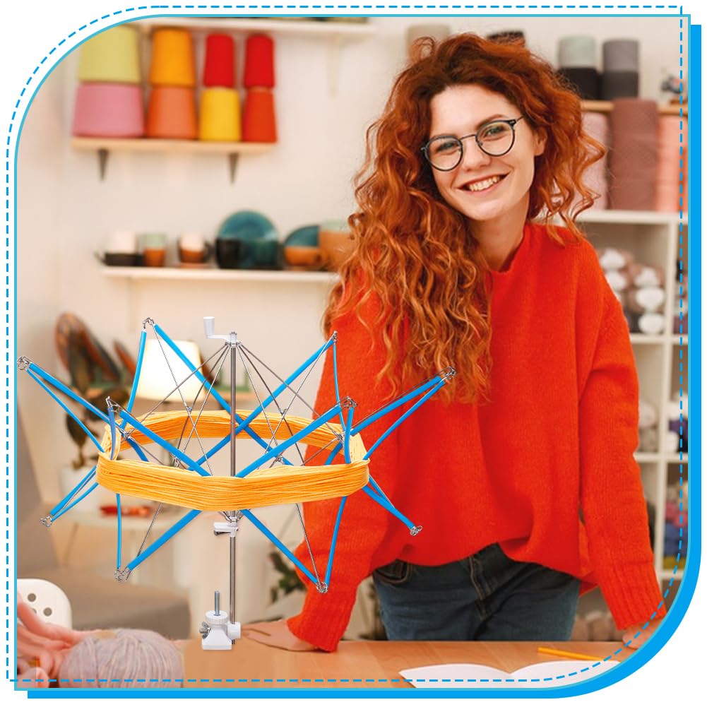 PH PandaHall Yarn Ball Winders for Crocheting Yarn Umbrella Swift Holder for Skeins Stainless Steel Hand Operated Bobbin Winder Flexible Foldable for Knitting Enthusiast, 17.5x2x1.8 inch