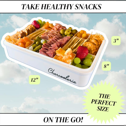 Charcoolerie Chilled Snackle Box, Divided Serving Tray, with Ice Pack and Bonus Insulated Carry Bag, with Leak-Resistant 4-Latch Lid, 16 Compartments, Keeps Snacks Cold for Hours, Gift-Ready Packaging