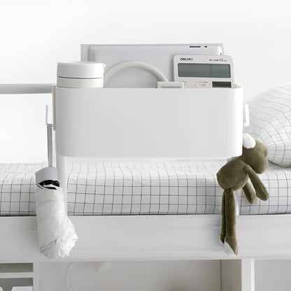 11 Lbs 5 Bedside Organzier Caddy Hanging, Plastic Bunk Bed Shelf with Hooks, Large Storage Holder for Dorm Room Bed