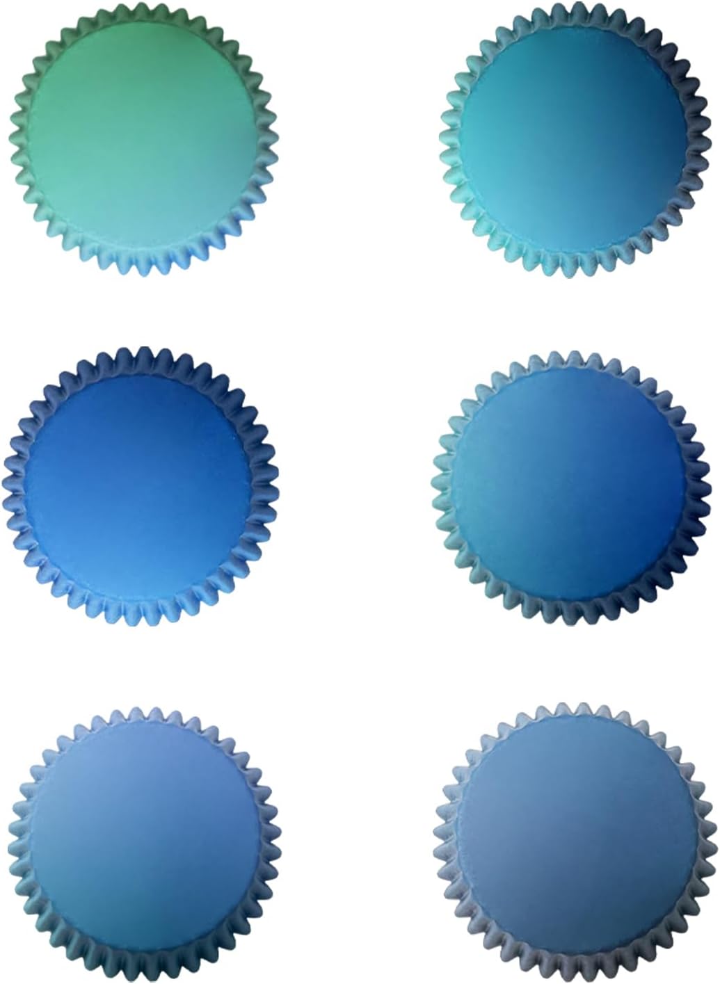 qiqee 300 Pcs Mini Gradient Cupcake Liners, 6 Designs Blue Gradient Baking Cups, Small Size Cupcake Wrappers