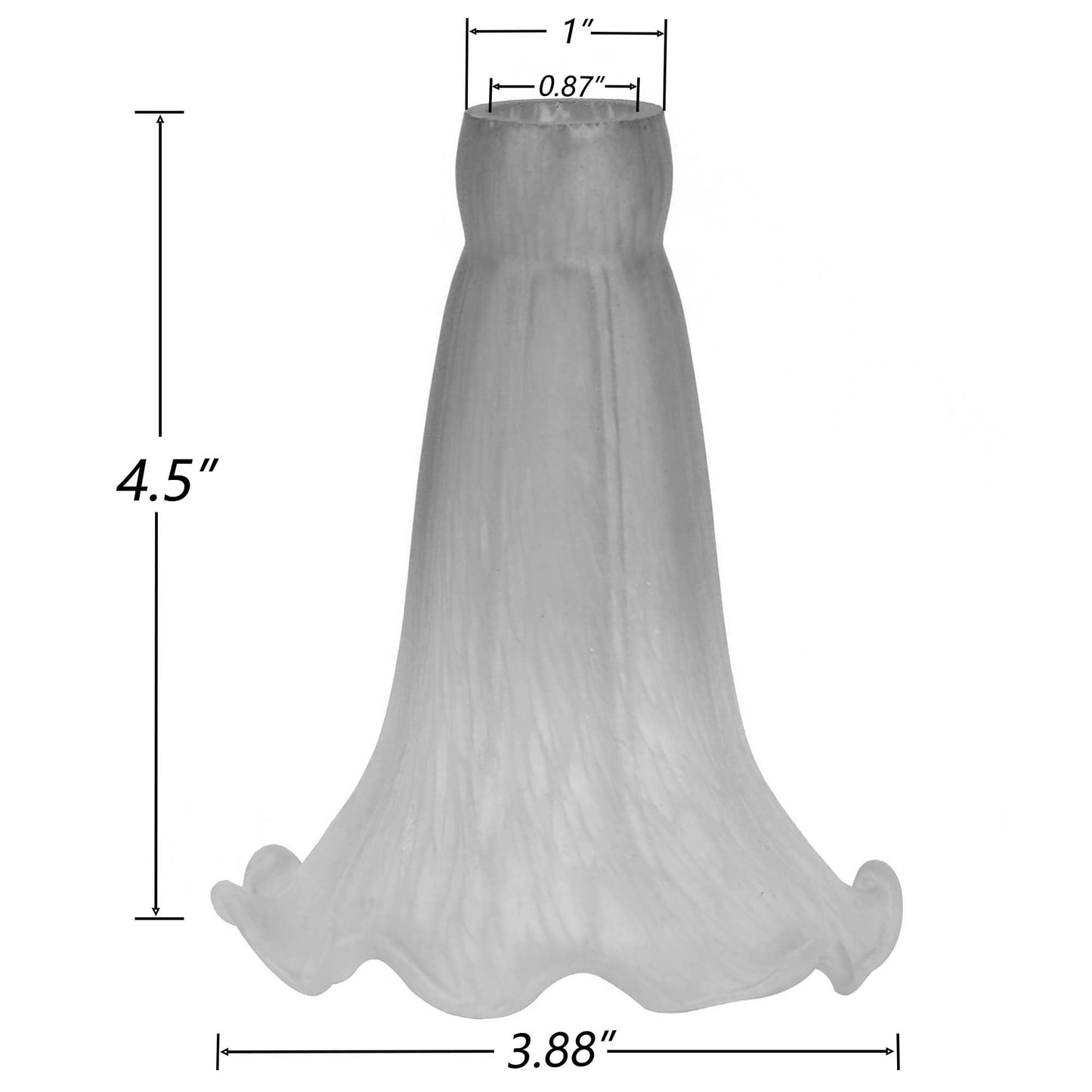 Bieye LS04S Lily Flower Blown Glass Lampshade (White Blue, Opening I.D. 0.87" x O.D. 1")