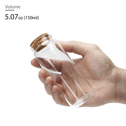 150ml / 5.07 oz. 4pcs Small Glass Bottle with Cork Lids, Potion Bottles, Decorative Jars, Memory Jar, Magic Spell Jars Vials, Sand art Bottles for Art Paint Display DIY Decoration Gift Party Favors
