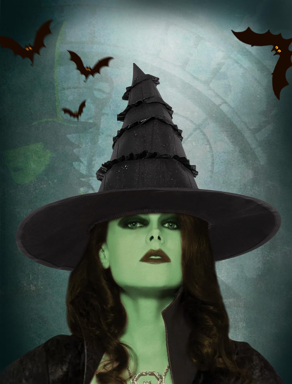 TOPORTY Halloween Witch Hat Black Witches Wizard Hats Elphaba Hat for Halloween Costume Dress up Party Supplies